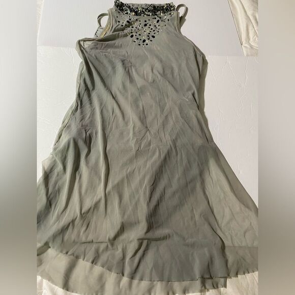 Weissman solo dance costume gray mesh tunic stoned Overdress D10664 MA adult - Picture 3 of 15